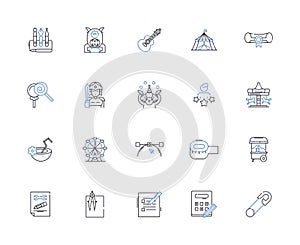 Dramatic art line icons collection. Theatre, Acting, Drama, Stage, Playwright, Performance, Character vector and linear