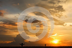 Dramatic atmosphere panorama view of twilight sky.