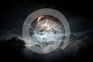 Mystical Solar Eclipse with Divine Light Rays