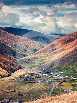 Dramatic autumn scene in the famous highest inhabited village in