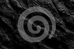 Dramatic black rock texture provides a dark abstract stone surface design.