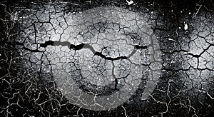 Dramatic black and white cracked texture background