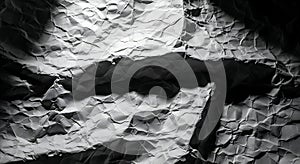 Dramatic black and white shadow play on crumpled paper texture