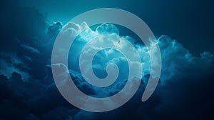 Dramatic blue clouds illuminated by soft light.