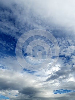 Dramatic blue sky with some grey clouds. Concept of immensity photo