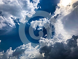 Dramatic blue sky with stormy clouds