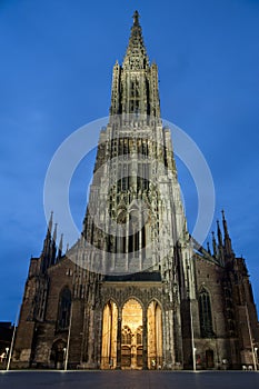 Dramatic blue sky with Ulm Cathedral (Munster) photo