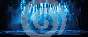 Dramatic Blue Stage Lighting with Smoke Effect