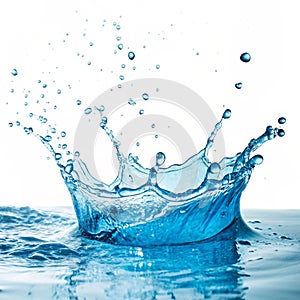 Blue water splash isolated on white background