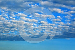 Dramatic  bright blue sky and white clouds pattern background/ photo