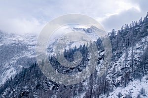 Dramatic Cloud-Covered Rocky Mountain Landscape