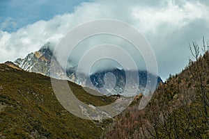 Dramatic Cloud-Covered Rocky Mountain Landscape