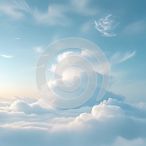 Dramatic Cloud Formation Above a Misty Sky clouds blue sky