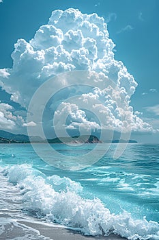 Dramatic cloud formations looming over a calm sea