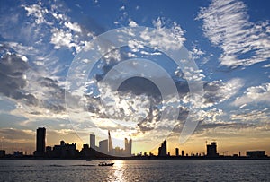 Dramatic clouds and Bahrain skyline