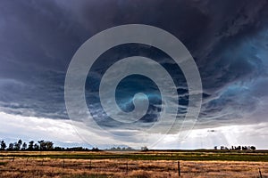 Dramatic clouds and dark stormy sky
