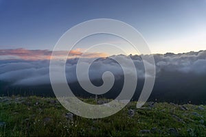 Dramatic clouds in mountains