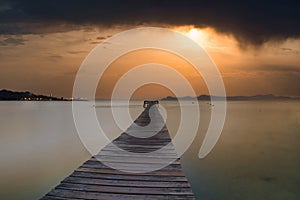 dramatic clouds over Mallorca pier