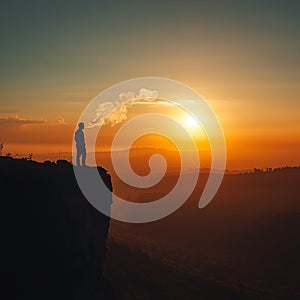 dramatic clouds and peacful mountain