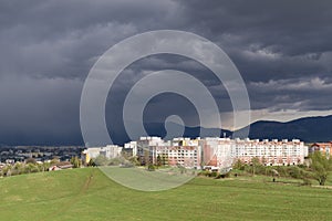 Dramatic clouds, rain in distance. Slovakia