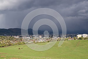 Dramatic clouds, rain in distance. Slovakia