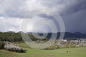 Dramatic clouds, rain in distance. Slovakia