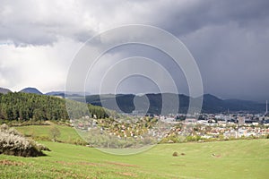 Dramatic clouds, rain in distance. Slovakia