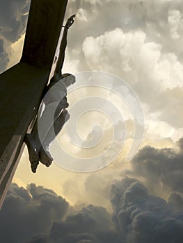 Dramatic Clouds and Sky with Jesus On the Cross