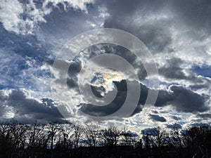 Dramatic Clouds and Sky at Sunset in Winter in January