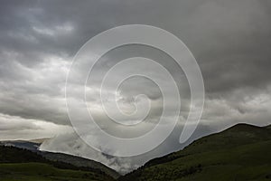 Dramatic clouds and storm in La Cerdanya, Pyrenees, Girona, Catalonia, Spain