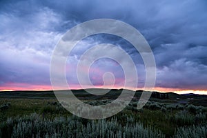 Dramatic Clouds At Sunset Over Hayden Valley