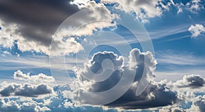 Dramatic Cloudscape: Blue Sky with Gray Cumulus Clouds