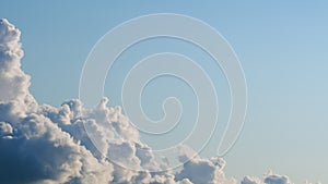 Dramatic cloudscape. Blue sky white clouds. Heavenly skies clouds. Cloudscape sunny day. Change of weather.