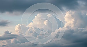 Dramatic Cloudscape: Gray and White Cumulus Clouds Fill the Sky