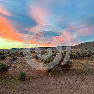 Dramatic cloudscape sunset in the Nevada desert