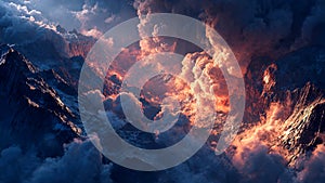 Dramatic Cloudy Sky with Orange Glow