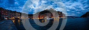 Dramatic cloudy sky over the city of Portofino