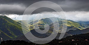 Dramatic cloudy sky over the Montseny Massif