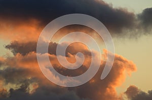 Dramatic colored clouds at sunset