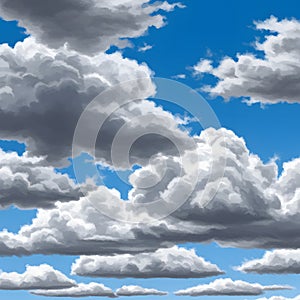 Dramatic Cumulus Cloudscape with Blue Sky