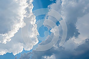 Dramatic Cumulus Cloudscape Blue Sky White Gray Clouds