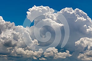 Dramatic cumulus cloudy blue sky background vivid