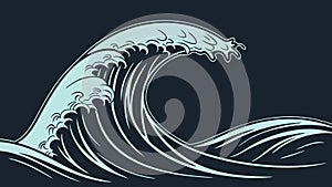 Dramatic dark blue ocean wave vector design Generative AI