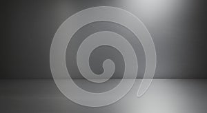 Dramatic Dark Grey Studio Background: Sleek Metal Texture, Spotlight Effect, Empty Room