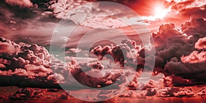 Dramatic dark red-pink clouds background