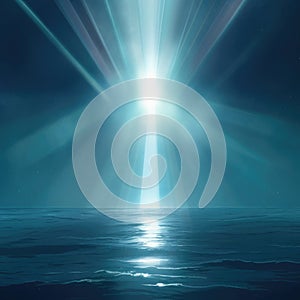 Dramatic dark sea and bright light ahead