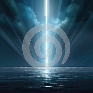 Dramatic dark sea and bright light ahead