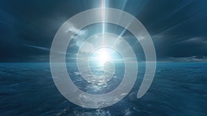 Dramatic dark sea and bright light ahead