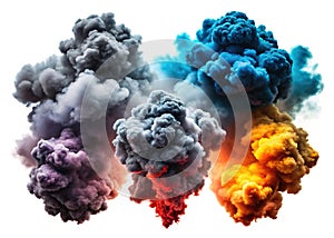 Dramatic Dark Smoke Clouds Isolated on White Background A Stunning Swirling Smoke Effect for Design and Illustration