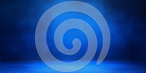 Dramatic Deep Blue Studio Background Textured Wall and Floor Cinematic Lighting